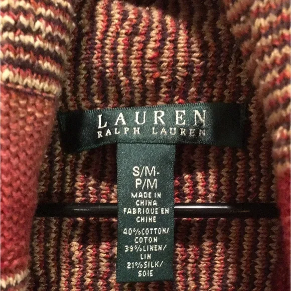 Ralph Lauren LAUREN S/M Cardigan Handkerchief Hem Shawl Collar Open Front - Picture 4 of 15